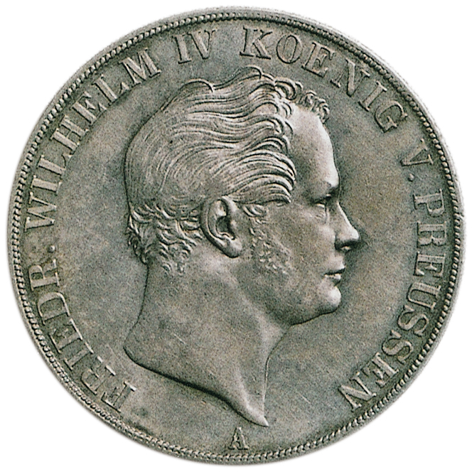 ドイツ GERMANYープロイセン Preussen フリードリッヒ･ウﾞィルヘルム4世(1840ー1861) 2ターレル銀貨 2Taler
